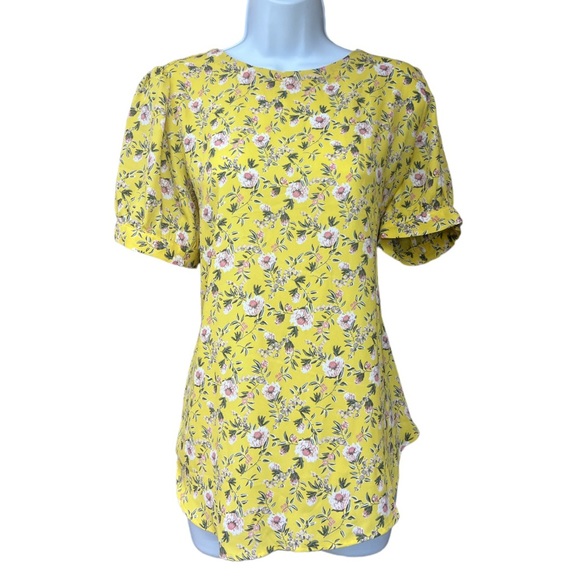 SzLP Loft Yellow Floral Print Blouse NWT - Picture 2 of 7